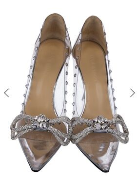 MACH & MACH Clear Pointed Flats with Crystal Bow